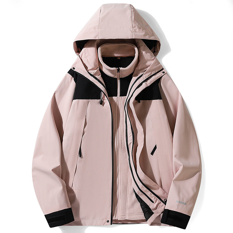 Three-in-One Outdoor Jacket Detachable Liner Windproof Waterproof Coat