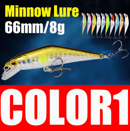 Bass Trout Wobbler Fishing Lure 66mm 8g Minnow Hard Bait