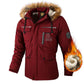 Men Hooded Parka Jacket Warm Windproof Outdoor Coat Multiple Pockets