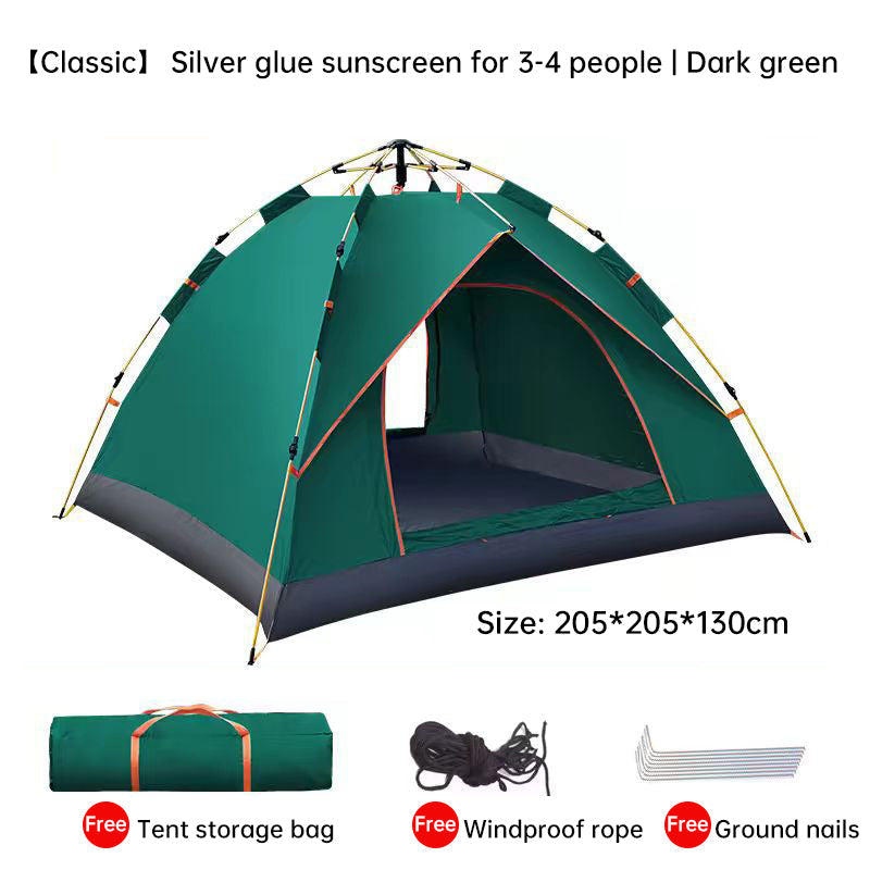 Quick Deploy Outdoor Tent Green White 3 4 Person Camping