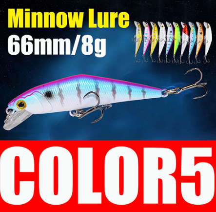 Bass Trout Wobbler Fishing Lure 66mm 8g Minnow Hard Bait
