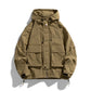 Outdoor Hooded Jacket Windproof Waterproof Loose Workwear Style Coat