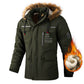 Men Hooded Parka Jacket Warm Windproof Outdoor Coat Multiple Pockets