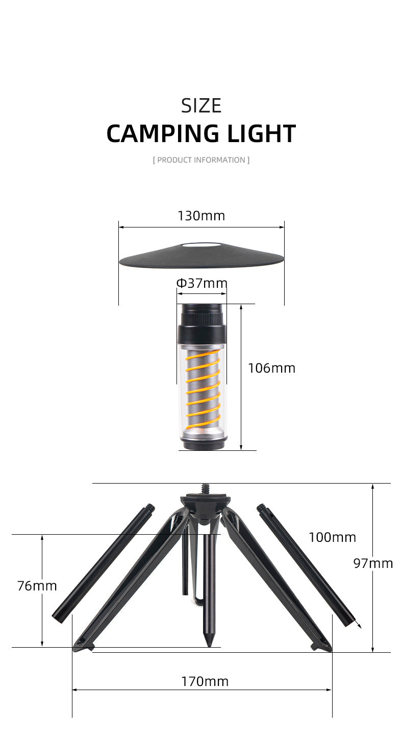 Outdoor Camping Portable Night Light Flashlight Tripod Tent Lamp