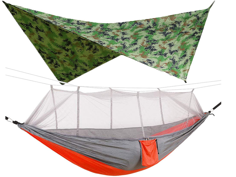 Outdoor Double Camping Hammock Mosquito Net Rain Fly Lightweight