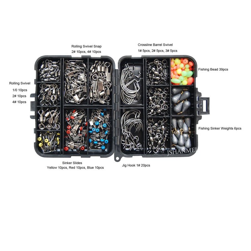 JSM 160 Piece Fishing Accessories Kit Hooks Sinkers Swivels – backcountrygearhub