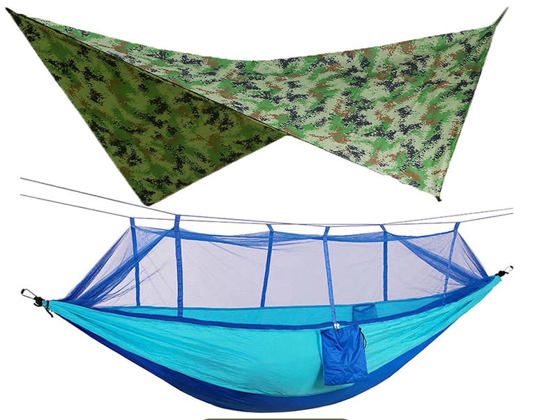 Outdoor Double Camping Hammock Mosquito Net Rain Fly Lightweight