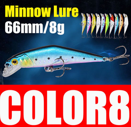 Bass Trout Wobbler Fishing Lure 66mm 8g Minnow Hard Bait