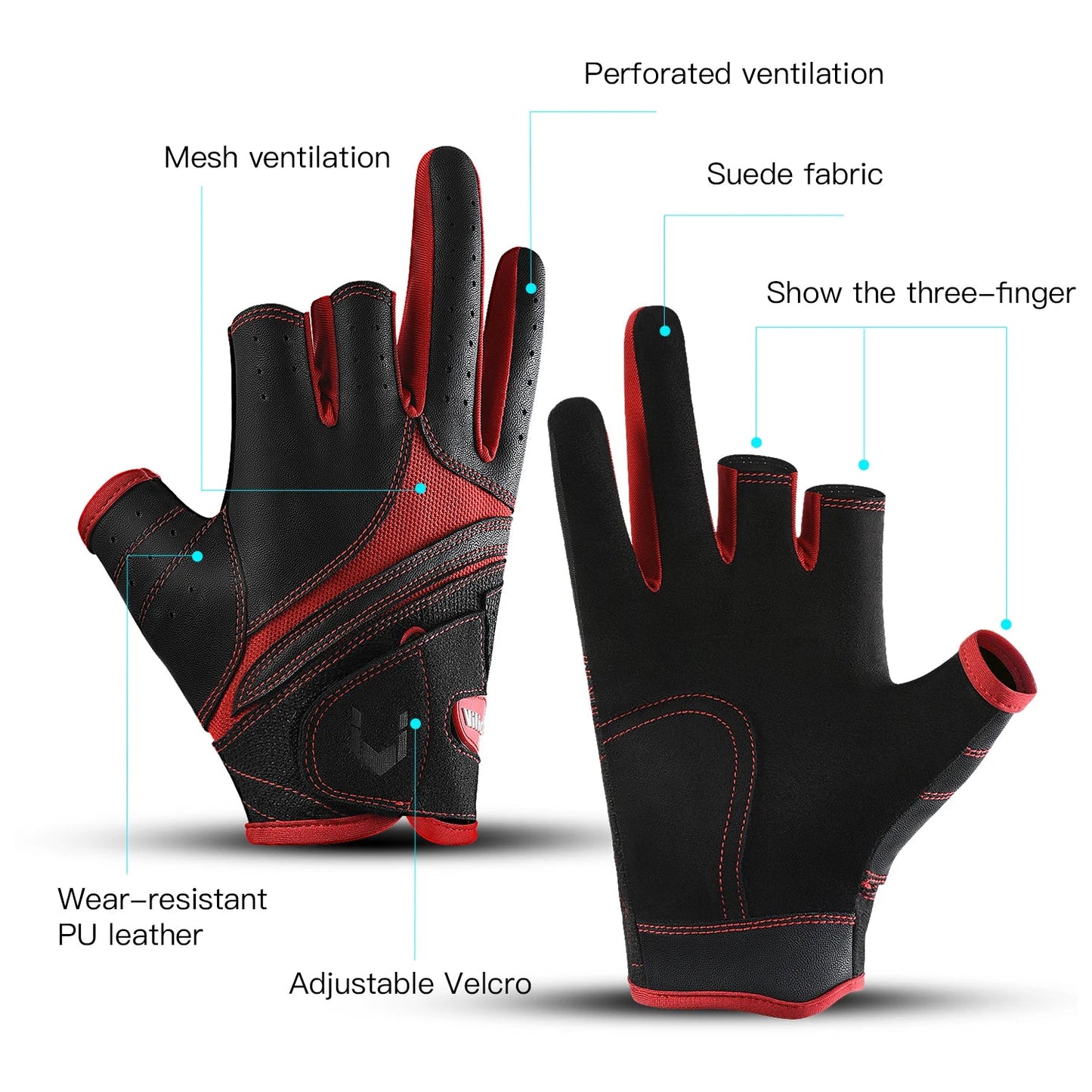 Outdoor Fishing Gloves Three Finger Anti Slip Cut Resistant