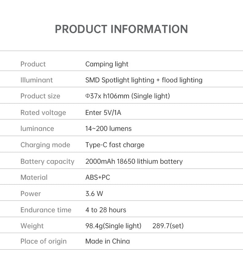 Outdoor Camping Portable Night Light Flashlight Tripod Tent Lamp
