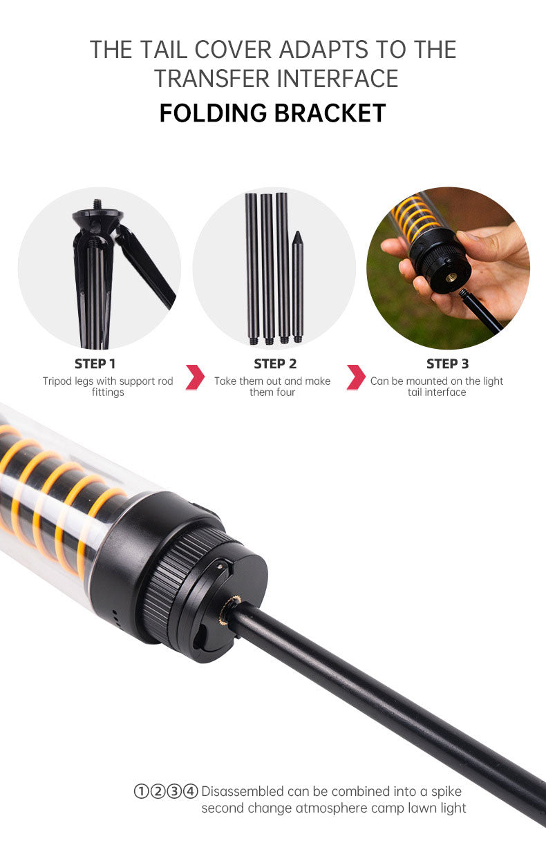 Outdoor Camping Portable Night Light Flashlight Tripod Tent Lamp