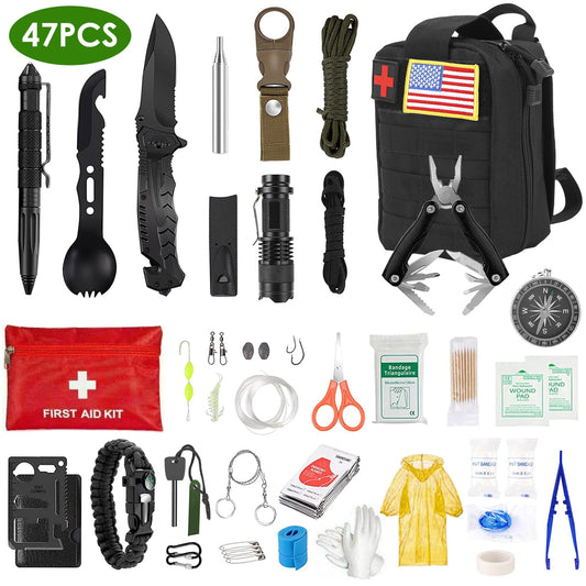 47Pcs Emergency Survival Kit First Aid Outdoor EDC Gear