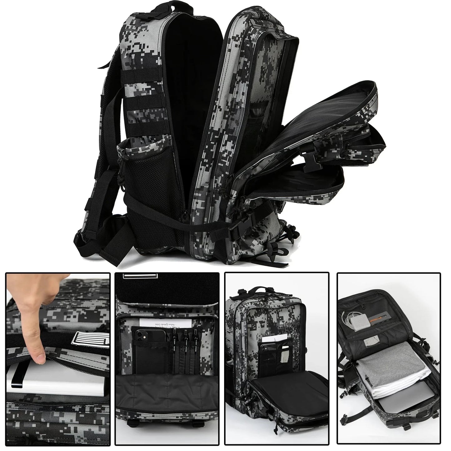 45L Tactical Backpack MOLLE Hunting Hiking Survival Rucksack Bag