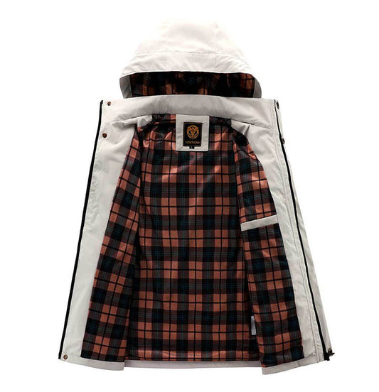 Men Hooded Parka Jacket Warm Windproof Outdoor Coat Multiple Pockets