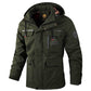 Men Hooded Parka Jacket Warm Windproof Outdoor Coat Multiple Pockets