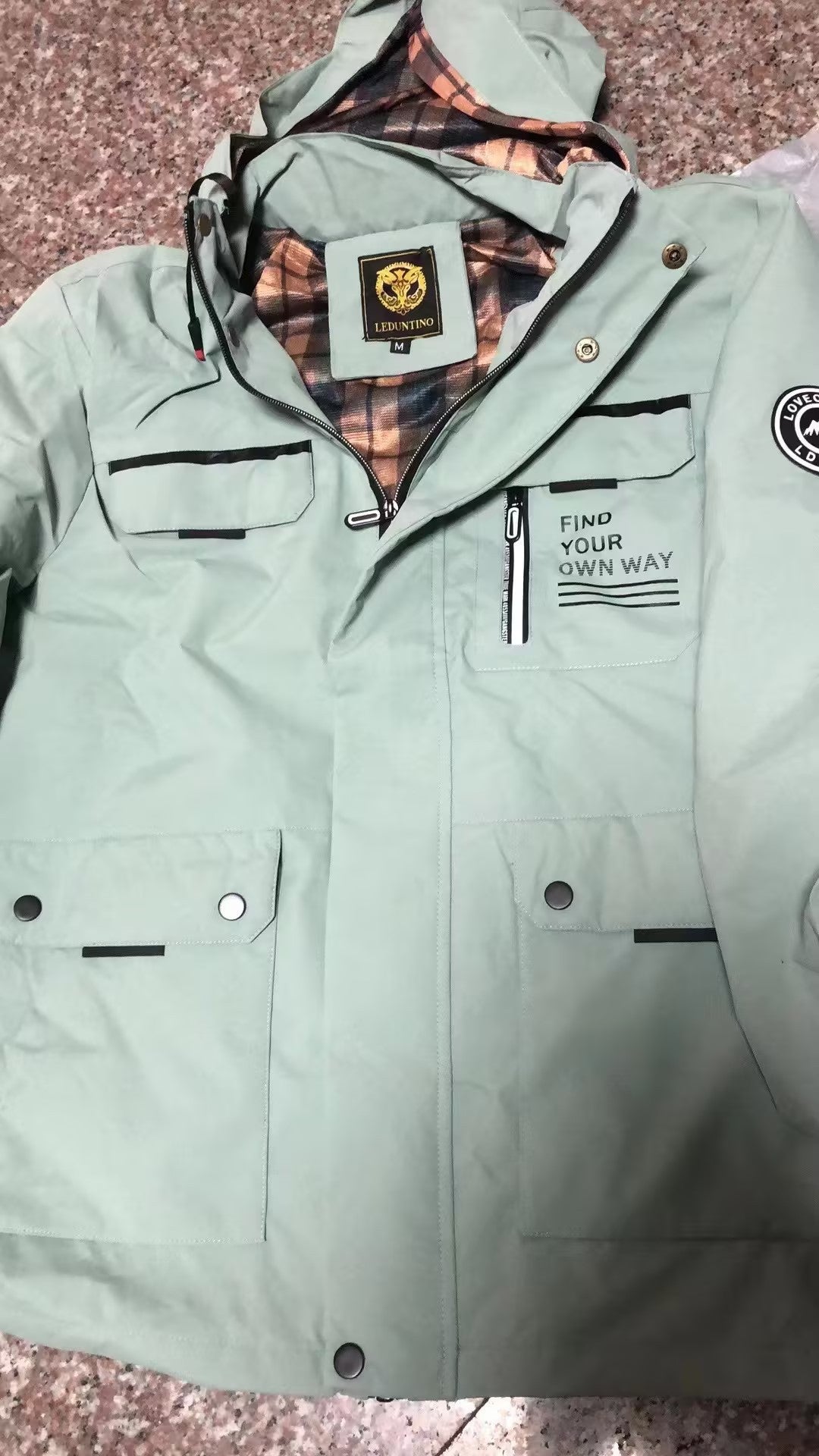 Men Hooded Parka Jacket Warm Windproof Outdoor Coat Multiple Pockets