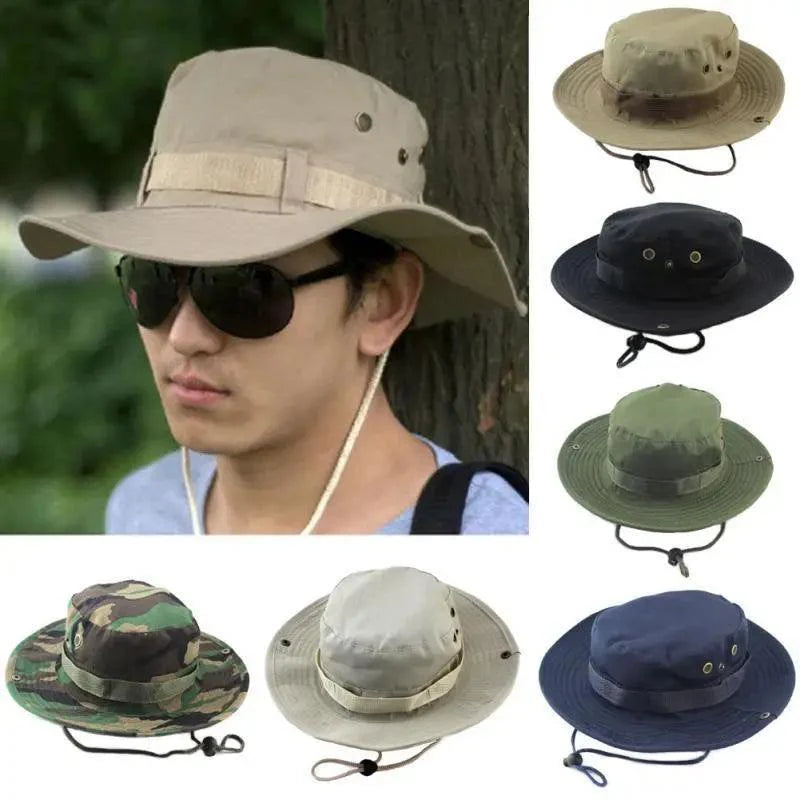 Men Camouflage Tactical Sun Hat Adjustable Outdoor Fishing Hunting Cap