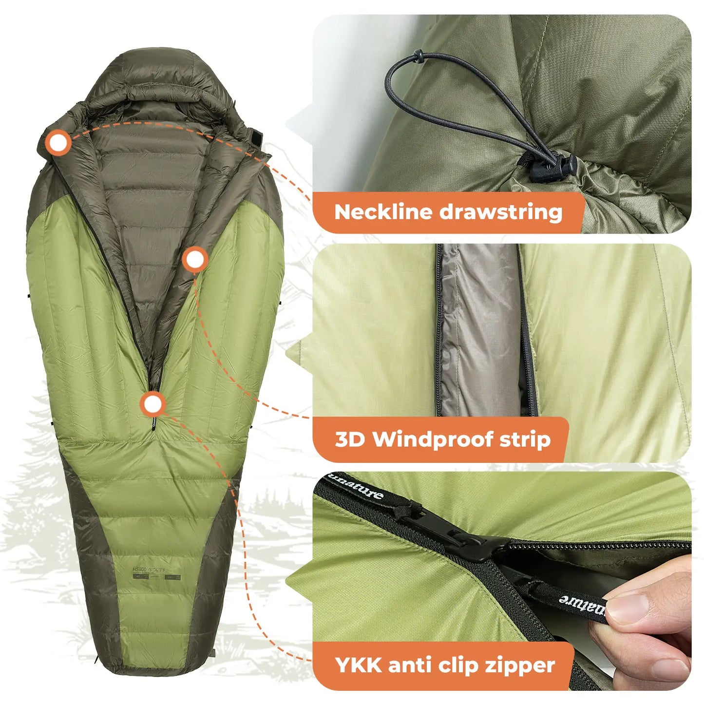 650 Fill Power Mummy Down Waterproof Sleeping Bag Camping