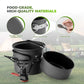 Ultra-Light Aluminum Camping Cookware Set with Nestable Design Handle